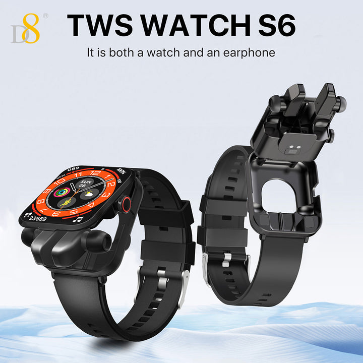 D8 2-in -1 Smart Watch TWS Headphone Earbuds Combo For Android/IOS Fitness Tracker